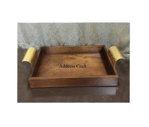 Wholesale Price Wooden Serving <b>Tray</b> With Decorative Brass Handle <b>Breakfast</b> <b>Tray</b> Dishes Plates Dinnerware <b>Tray</b> at Best Selling - Product Image 1