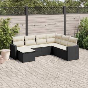 Grand ensemble de canapés de jardin modulaires en rotin PE noir, élégant et durable, mobilier d'extérieur - Product Image 1