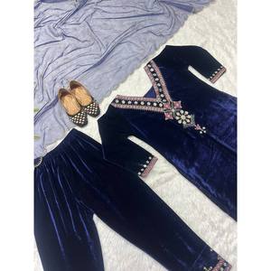 Robe Anarkali de créateur et pantalon avec dupatta, tenue de soirée en polyester, Salwar Kameez - Product Image 5