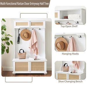 Porte-manteau et banc de rangement pour entrée avec étagère à chaussures - Product Image 5