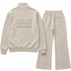 Ensemble de survêtements pour hommes avec sweat-shirt à col zippé et pantalon de jogging, deux pièces, style streetwear urbain, vente en gros, ensembles avec logo personnalisé imprimé - Product Image 2