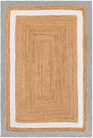 Natural Jute Grey White Beige Border Handmade Runner Rug For Kitchen Hallway Entryway Home Decor