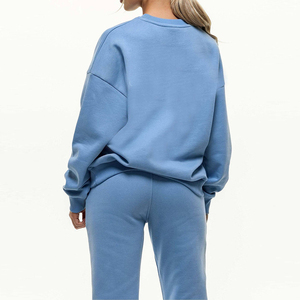 Nuevas sudaderas oversize de moda urbana vintage al por mayor para mujer, cuello redondo, cálidas para invierno, de algodón polar con hombros caídos - Product Image 4