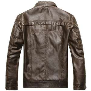 Chaqueta de Cuero Estilo Americano para Hombre, Ropa de Calle, Chaqueta de Cuero para Hombre, Abrigo con Cuello Alto, Chaqueta de Motociclista para Hombre - Product Image 2