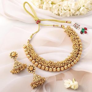 Parure de bijoux plaqué or en alliage de zinc pour mariage, avec collier, boucles d'oreilles et coiffe, design géométrique en zircon vert, classique, certifiée par une tierce partie, pour femme - Product Image 3
