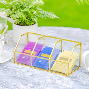 Wholesale Luxury Glass Brass Tabletop <b>Storage</b> Organizer <b>Box</b> for Weddings and Home Decorations - Product Image 3