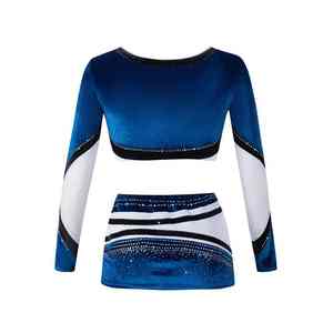 Ensemble de vêtements de scène glamour avec détails en pierres complexes pour groupes, uniforme de cheerleading en strass - Product Image 3