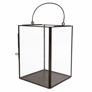 Portavelas Colgante Vintage Negro, Hecho a Mano, Minimalista, de Metal y Vidrio, para Centro de Mesa de Boda y Decoración del Hogar - Product Image 1