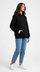 ONETEN APPARELS Conjunto de Sudadera Corta Azul Marino y Pantalones Jogger de Pierna Ancha para Mujer, Manga Larga, Estampado, Estilo Urbano, Chándal Holgado para Otoño - Product Image 4