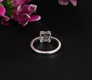 Diamond Cluster <b>Ring</b> 0.50 Ct Natural Diamonds Rectangular Bar Vintage Style Sterling Silver - Product Image 2