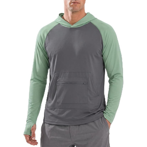 OEM <b>Sunscreen</b> Breathable Outdoor Fishing Hoodie Contrast Long Sleeved Fisherman Sailing Clothing Muscle Fit UV Protection Shirt - Product Image 1