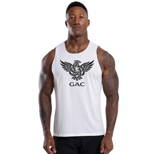 <b>Mens</b> Cotton Gym Tank Top Sleeveless Workout Stringer <b>Vest</b> Custom Logo Fitness Training Athletic Muscle Shirt <b>White</b> Color - Product Image 1