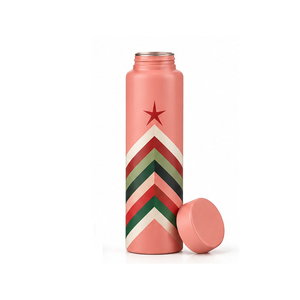 Botella de Agua Metálica Verde con Diseño de Chevron y Estrella, Portátil para Viajes - Product Image 3