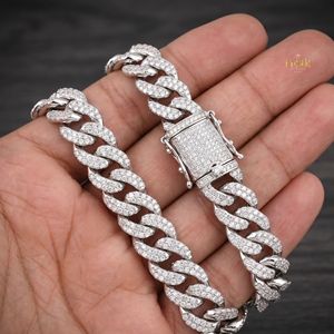 สร้อยคอทอง 14K แบบ Cuban Link สองแถว ประดับเพชรเต็มเส้น เครื่องประดับหรูหราพรีเมียม - Product Image 1