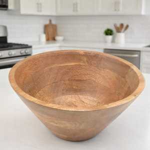Bol à salade en bois de manguier fait main, bol à fruits en bois, décoration d'intérieur, service de réception pour les fêtes - Product Image 1