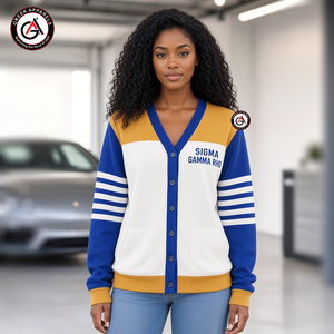 Cardigan vintage anti-rides en acrylique brodé pour femmes de la sororité Sigma Gamma Rho |   Pull à manches longues personnalisable - Product Image 4
