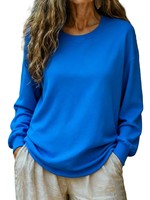 T-shirt CVC décontracté à manches longues et col rond pour femme, grande taille, broderie logo personnalisée OEM, prix usine Chine Bangladesh
