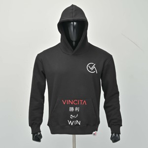 Sudadera con Capucha Negra para Hombre, con Logotipo, de Algodón Tejido, Corte Regular, Bolsillo Frontal, Diseño con Logotipo Estampado, Estilo Otoñal, Venta al Por Mayor - Product Image 1