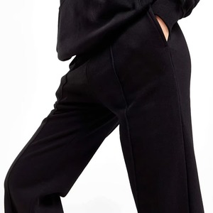 Conjunto Deportivo con Capucha para Mujer, Color Negro, Corte Holgado Informal, 100% Algodón, Color Sólido, para Otoño - Product Image 5