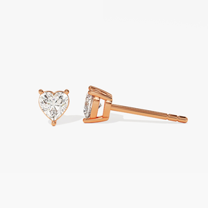 Pendientes de Diamantes Cultivados en Laboratorio con Corte Corazón, 1.00 CT.T.W, Oro Sólido de 14K, Chapado en Rodio, Certificado IGI, Modernos, Románticos, para Aniversario - Product Image 3