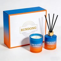 Set Hadiah Aromaterapi Kotak Mewah Hijau Dengan Botol Semprot Lilin Diffuser Reed Pita untuk Hadiah Liburan Perusahaan
