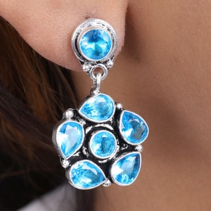 Pendientes Colgantes de Plata Oxidada con Múltiples Piedras al por Mayor |   Fabricante Directo de Fábrica, Calidad Premium |   Stock Disponible, Envío Rápido - Product Image 4