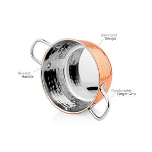 Casseroles martelées en acier inoxydable 2pcs avec couleur cuivre attrayante à l'extérieur - Product Image 1