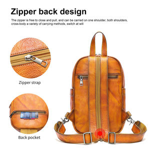 Vintage Leather Men Crossbody Chest <b>Bag</b> Small Leather Shoulder Brown Backpack Black Genuine Leather <b>Sling</b> <b>Bag</b> for Men Chest <b>Bag</b> - Product Image 3