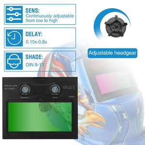 Casco per saldatura auto-oscurante a energia solare, gamma di oscuramento 9-13, visiera ampia regolabile - Product Image 5