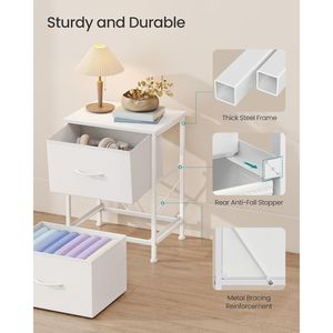 ตู้เก็บของในห้องนอน โครงเหล็ก บานประตู MDF พร้อมลิ้นชักผ้าไม่ทอ 2 ช่อง ใช้เป็นโต๊ะเครื่องแป้งและโต๊ะข้างเตียง - Product Image 5