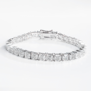 Pulsera de Plata S925 para Mujer, Corte Princesa, Diamante Cultivado en Laboratorio, Joyería Clásica de Boda, Elegante Regalo para Ella, Estilo de Lujo - Product Image 1