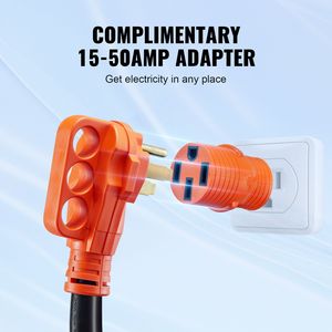 Cavo di prolunga per camper da 15 metri - 50 Ampere per impieghi gravosi - Con connettori NEMA 14-50R e 14-50P - Indicatore LED - Cavo di alimentazione STW per camper - Product Image 5