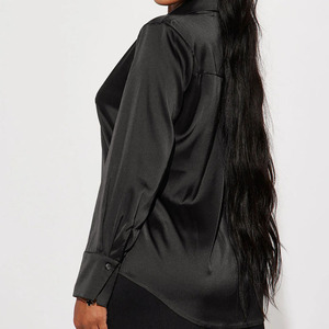 Blusa Vintage de Satén Negro para Mujer, Estilo Old Money, Manga Larga, con Botones en la Parte Delantera y Cuello Camisero, Elegante Top para Fiesta, Ajustado - Product Image 2