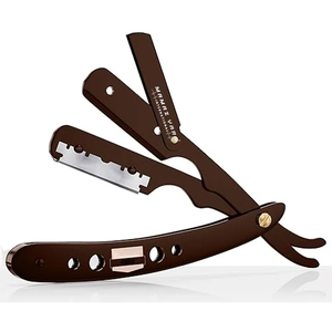 Custom Brown Professional <b>Mens</b> Straight Shave Barber <b>Razor</b> Personalized Stainless Steel Straight Edge <b>Razor</b> Private Label Custom - Product Image 1