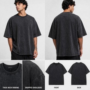 Camiseta Oversize de Algodón Lavado Vintage de 300 GSM con Logo Personalizado, Estilo Urbano, Corte Holgado, Venta al por Mayor, Fabricante OEM - Product Image 2