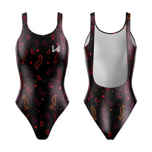 Maillot de bain une pièce professionnel personnalisé pour femme, écologique, imprimé floral, logo frontal, extensible, séchage rapide, avec bretelles en V - Product Image 6