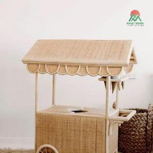 Rattan Ice Cream Cart Toy For Kids Rustic Design Durable Play Set With Menu <b>Board</b> And <b>Wheels</b> - Product Image 3