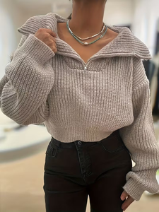 Pull court décontracté à manches régulières pour l'automne/hiver, respirant, flatteur pour la silhouette, polyvalent, fabriqué au Bangladesh - Product Image 3