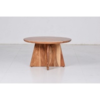 Table basse moderne en bois d'acacia massif avec plateau rond convertible et extensible pour salon, appartement ou café