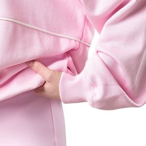 Sudadera Polo de Manga Larga Rosa Bebé para Mujer, Corte Holgado, Estilo Casual, Top de Moda, Mezcla de Algodón Suave, Cómoda para Uso Diario - Product Image 5