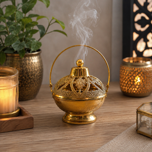 Handcrafted Brass Hanging Incense Burner Bakhoor Burner <b>Oud</b> Burner Charcoal Censer Aroma <b>Diffuser</b> Home Decor OEM ODM - Product Image 3