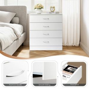 Commode moderne simple blanche à 4 tiroirs - Product Image 4