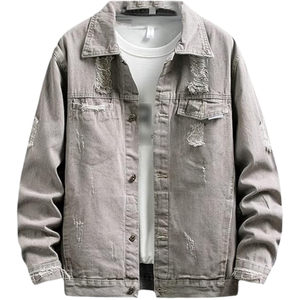 Chaqueta de Mezclilla Lavada para Hombre, Estilo Casual Urbano, Cuello Camisero, Corte Regular, Detalles Deshilachados - Product Image 3