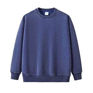 Sudadera de peso pesado para hombre, marca de moda, sudadera personalizada, Color sólido lavado usado con estampado personalizado, estilo de cuello redondo - Product Image 4