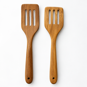 Spatule en bois d'acacia durable, ensemble d'ustensiles de cuisine de qualité supérieure, ensemble de spatules en bois, 2 pièces, lavage à la main uniquement, ustensiles de cuisine adaptés aux aliments - Product Image 1