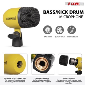 Kit de Micrófonos de Batería de 5 Núcleos, 7 Piezas, Micrófonos de Batería Totalmente Metálicos, Tom/Snare y Platillos, Juego de Micrófonos con Cable para Instrumentos de Percusión - Product Image 2