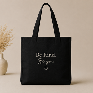 Be Kind Be You Eco-Friendly Canvas Tote <b>Bag</b> <b>Large</b> Size Daily Shopping <b>Beach</b> <b>Bag</b> with Heart Design Hand Length Handle - Product Image 1