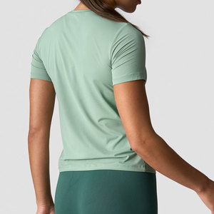 Active Wear Yoga T-Shirt High Quality Quick Dry <b>Athletic</b> Gym Training T-Shirt Custom Logo Blank Longline Slim Fit Top - Product Image 2