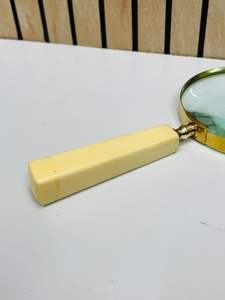 Loupe moderne en laiton de 4 pouces, faite à la main, avec poignée en résine de designer |   Loupe d'inspection portative vintage durable - Product Image 4