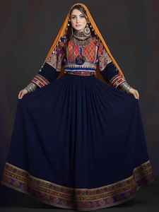 ชุดเดรสแบบดั้งเดิมของอัฟกานิสถานสำหรับผู้หญิง งานปักลายแบบวินเทจ ชุดเดรสกูจิอัฟกันแท้ ความยาวคลุมเท้า - Product Image 4